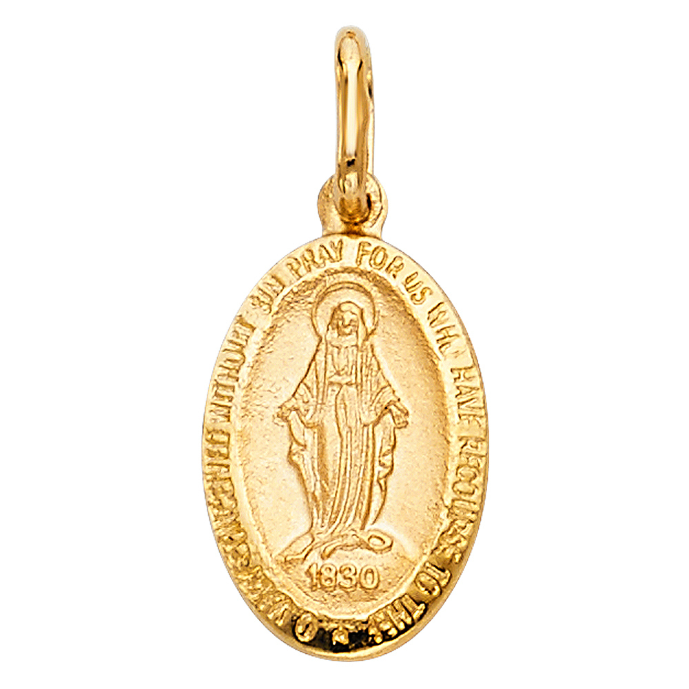 14K Yellow Gold Medium Miraculous Medal Pendant (25 Mm Tall)